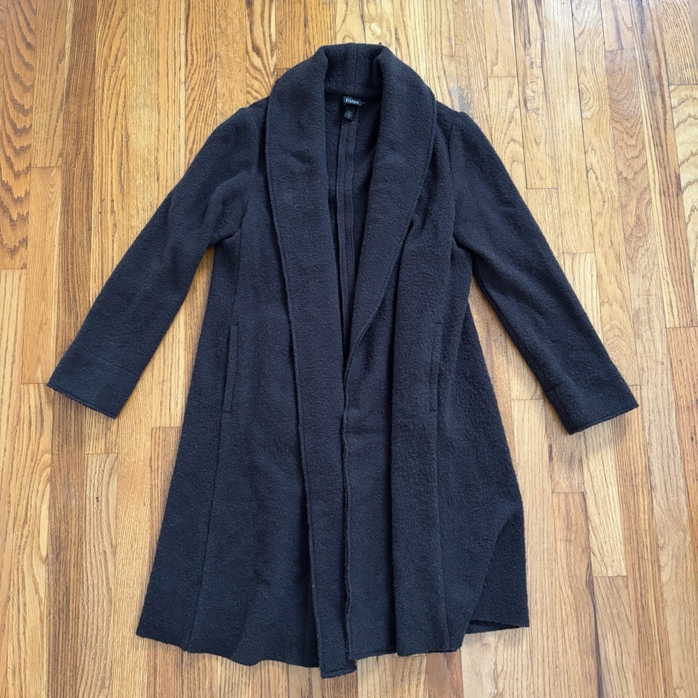 Eileen Fisher charcoal gray wool jacket coat size small EUC